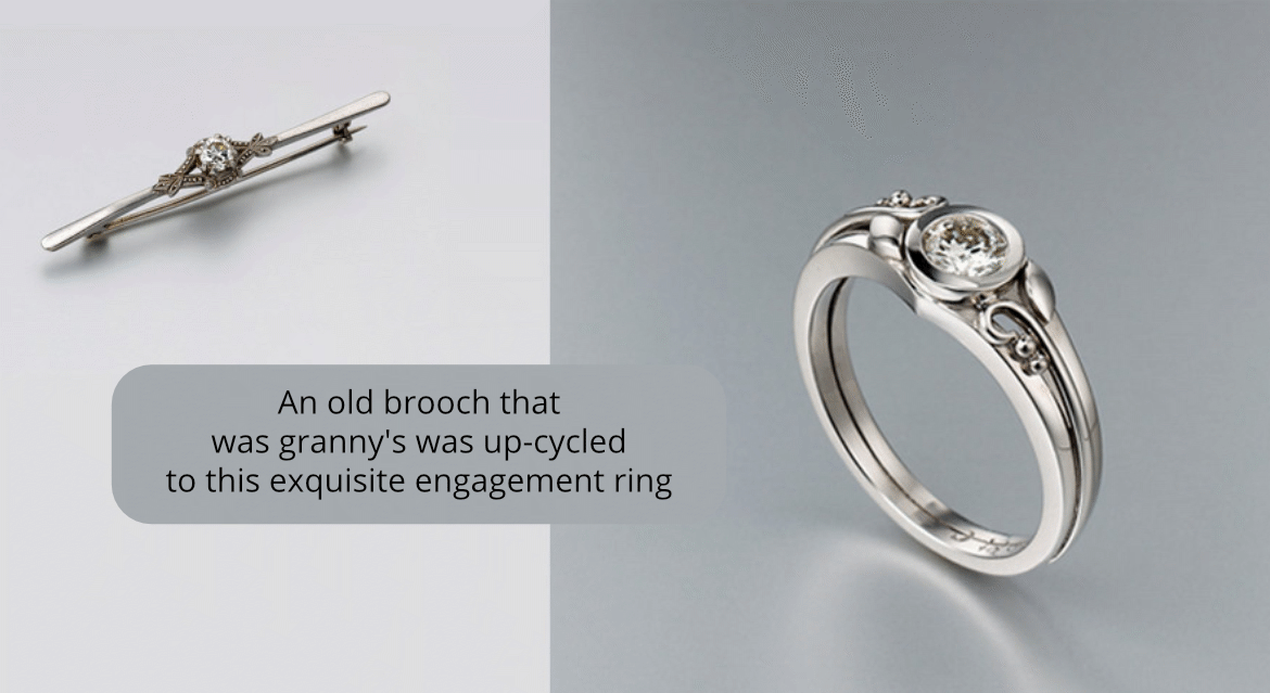 Granny's brooch turned into this beautiful engagement ring