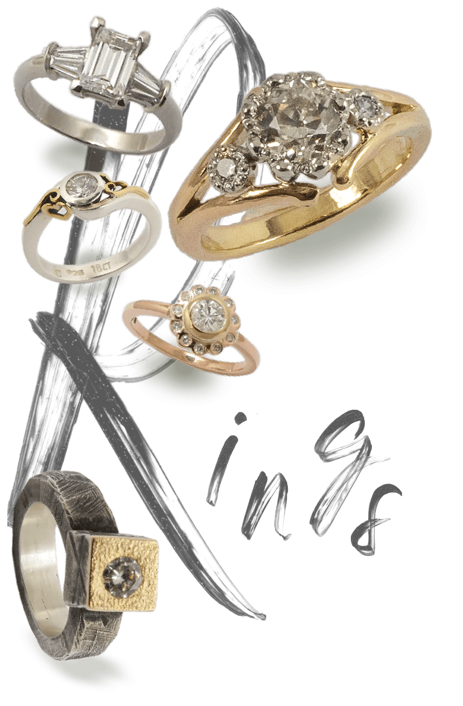 Cluster of Engagement Rings from Veronica Anderson Jewellery