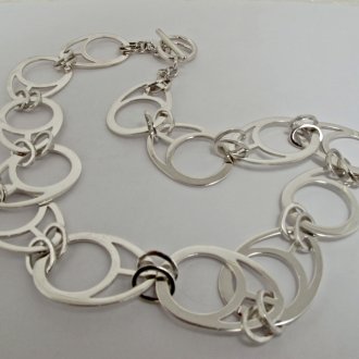 A Handmade Sterling Silver Fancy Link NECKLACE