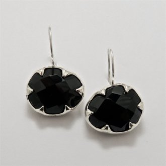 Handmade Sterling Silver EARRINGS with Facetted Black Onyx