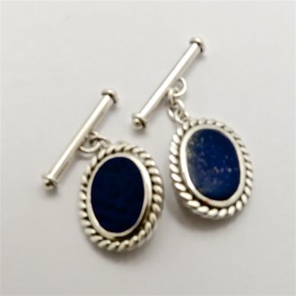 Pair of Handmade Sterling Silver and Lapis Lazili CUFFLINKS