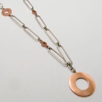 A Handmade Sterling Silver and Copper LINEAR NECKLACE.