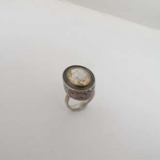 A Handmade Sterling Silver, 18ct Yellow Gold and Rutilated Quartz RING.