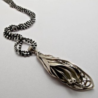A Handmade Sterling Silver Filigree PENDANT on Oxidised Sterling Silver Chain.