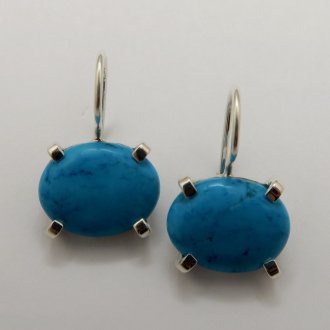 A Pair of Handmade Sterling Silver and Turquoise EARRINGS.
