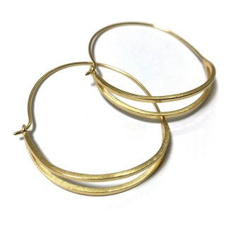 A Pair of Handmade Sterling Silver and Baked Gold Resin "Swing" HOOP EARRINGS.