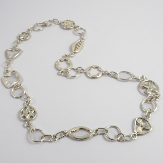A Handmade Sterling Silver Fancy Link Blossom NECKLACE.