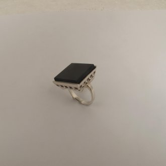 A Handmade Sterling Silver and Black Onyx RING.
