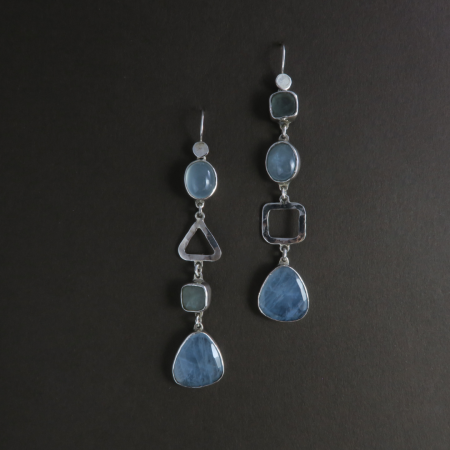 DROP EARRINGS – Aquamarines in assorted cuts in eye-catching design – just waiting for you to party!