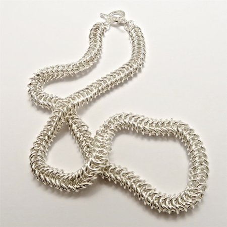 A Handmade Sterling Silver 'Fishbone Weave' NECKLACE.