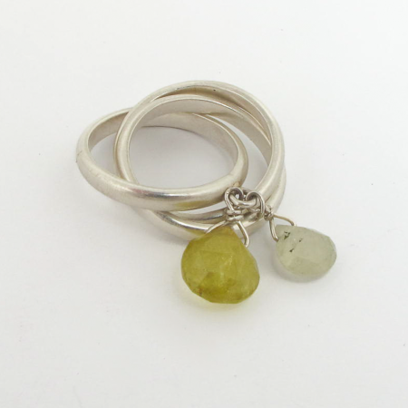  Handmade Sterling Silver RING with Lemon Quartz Beads.