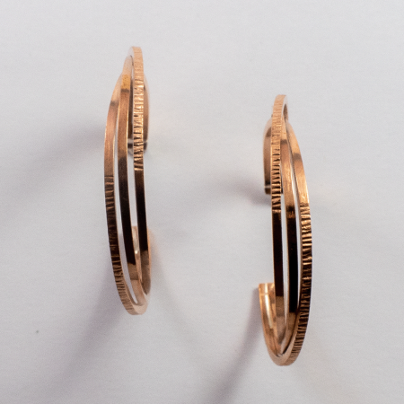 A Pair of Handmade Sterling Silver and Copper HOOP EARRINGS.
