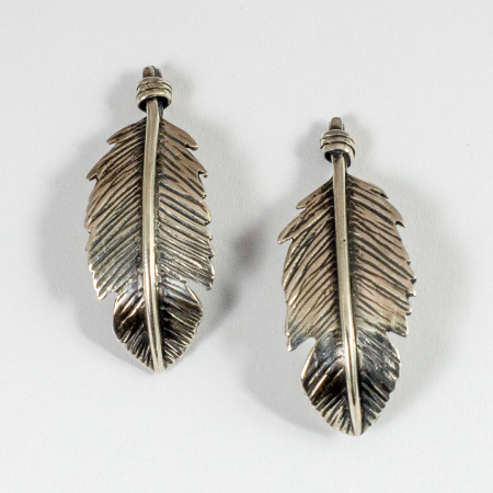A Pair of Handmade, Sterling Silver 'Feather' EARRINGS.
