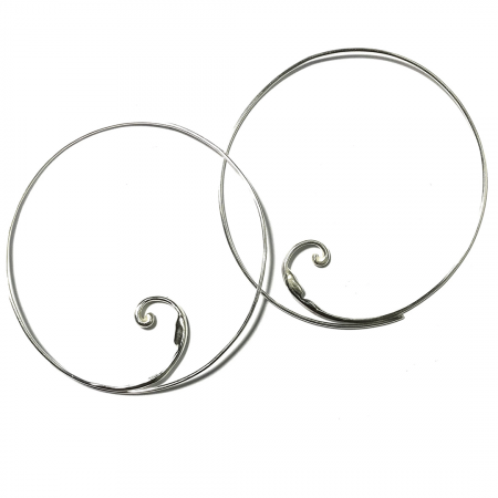 A Pair of Handmade Sterling Silver "Unfurl" HOOP EARRINGS.