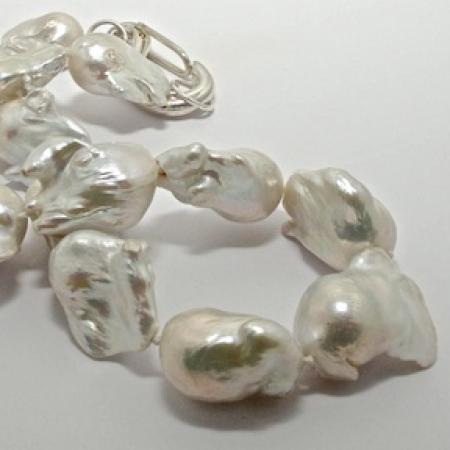 A NECKLACE of XXXL Baroque Freshwater Pearls on Sterling Silver Clasp.