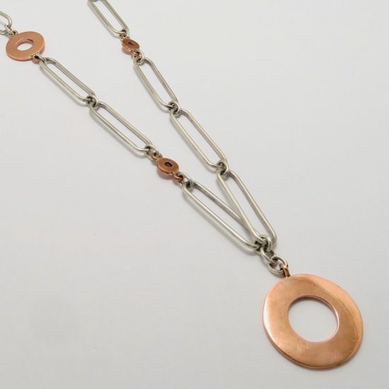 A Handmade Sterling Silver and Copper LINEAR NECKLACE.