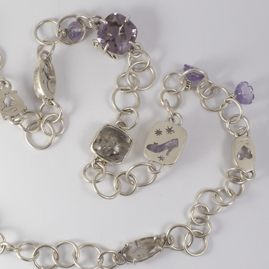 A Handmade Sterling Silver, Amethyst, Amethyst Quartz and Rock Crystal FAIRY TALE NECKLACE.