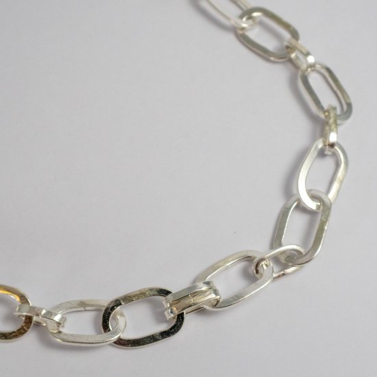 A Handmade Sterling Silver Fancy Oval Link CHAIN NECKLACE