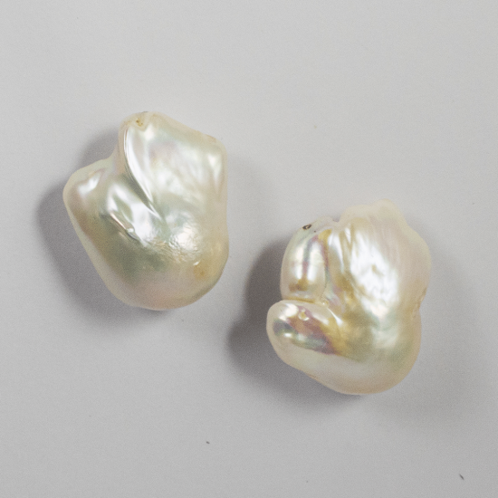  A Pair of Handmade Sterling Silver  Extra Large Baroque Freshwater Pearl STUD EARRINGS.