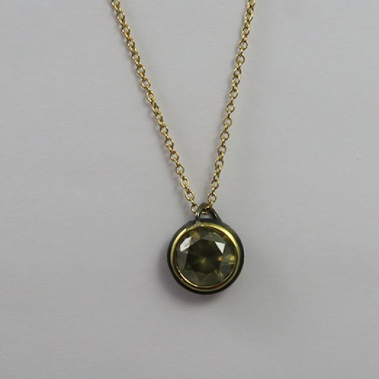 A Handmade Black Rhodium Plated 9ct White Gold, 18ct Yellow Gold and Brown Diamond (1.86ts.) PENDANT on 9ct Yellow Gold Chain.