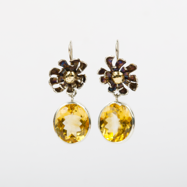 Citrine Chrysanthemum Earrings