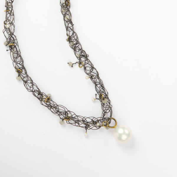 Woven Necklace and Pearl Pendant